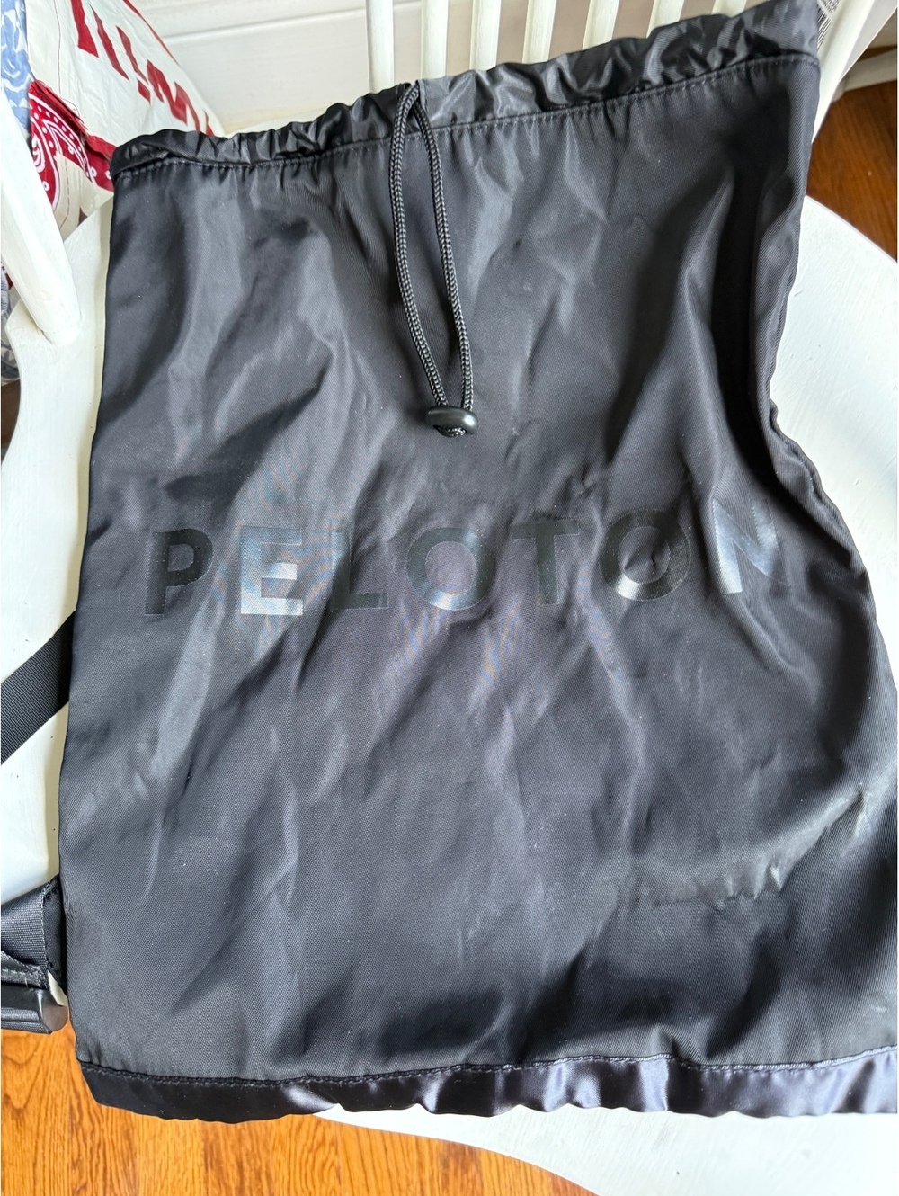 Peloton Black Drawstring Backpack with Adjustable Straps